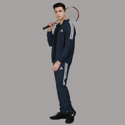 ADIDAS Half Striped Men Black TrackSuit (Jacket &Track-Pants)