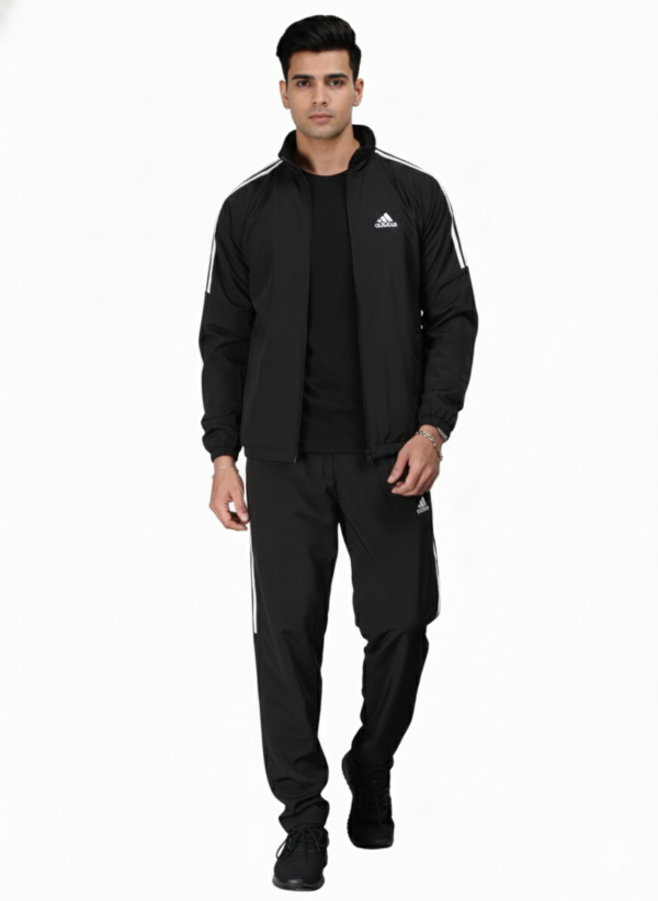 ADIDAS Half Striped Men Black TrackSuit (Jacket &Track-Pants)