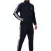 Adidas Striped Men Blue Track Suit (Jacket & Track Pant)