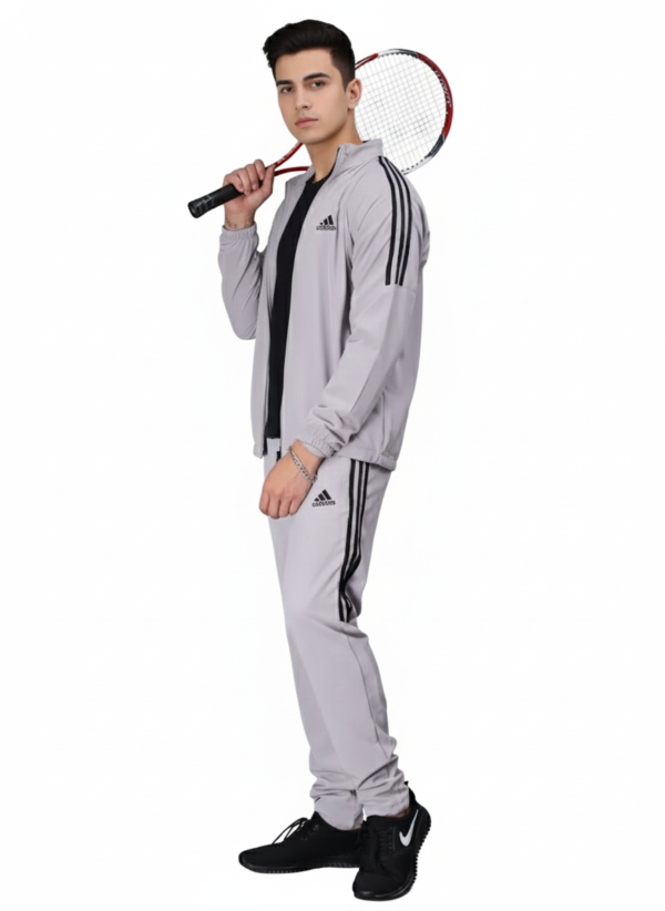 ADIDAS Half Striped Men White TrackSuit (Jacket &Track-Pants)