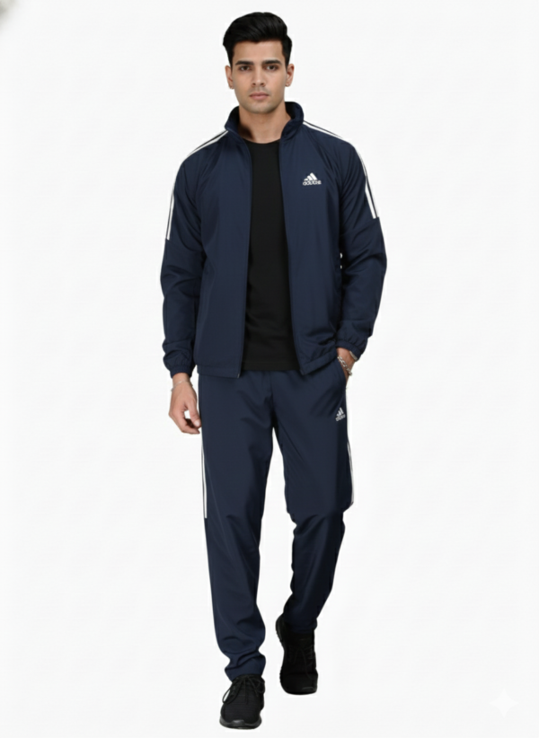 ADIDAS Half Striped Men Black TrackSuit (Jacket &Track-Pants)