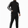 Adidas Striped Men Black Track Suit (White Jacket & Track Pant)