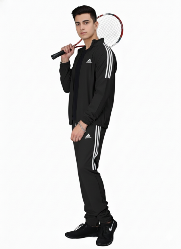 ADIDAS Half Striped Men Black TrackSuit (Jacket &Track-Pants)