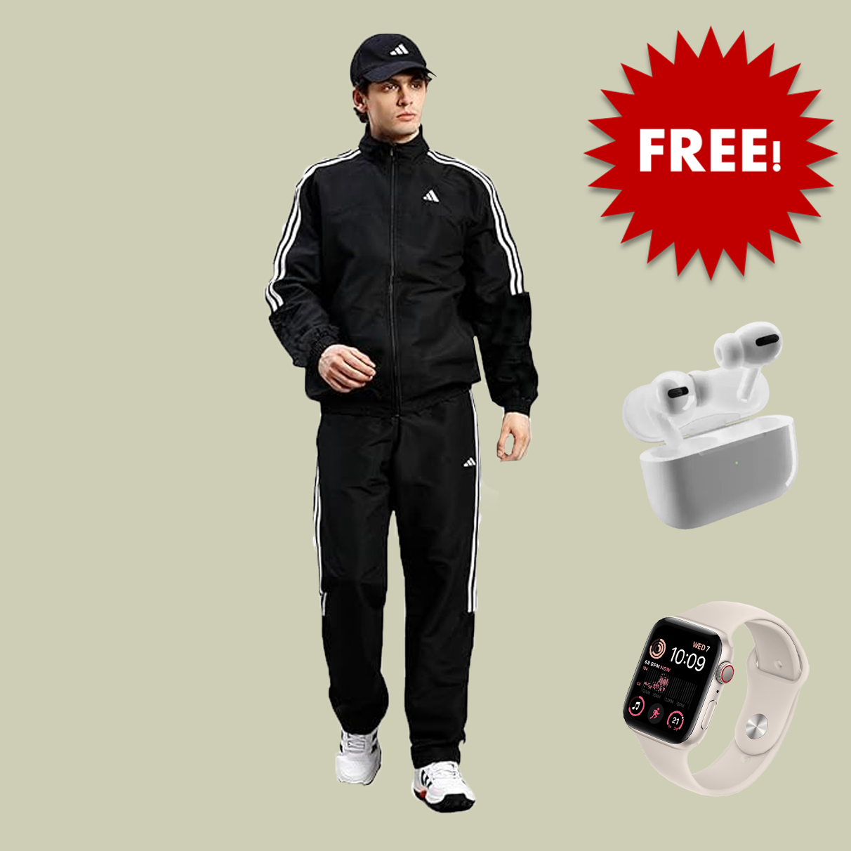 ADIDAS Half Striped Men Black TrackSuit (Jacket &Track-Pants)
